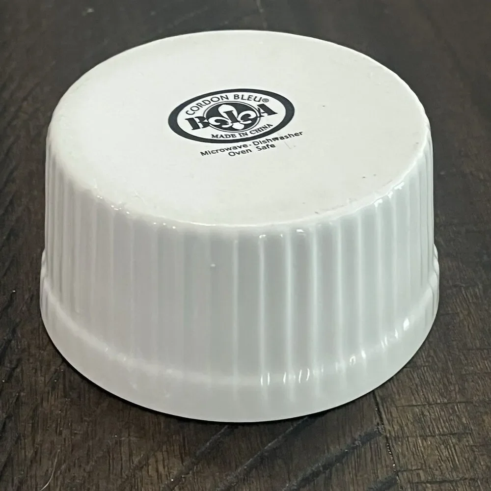 BIA Cordon Bleu Set of 4 Ramekins White Circular Porcelain Ribbed 3.75